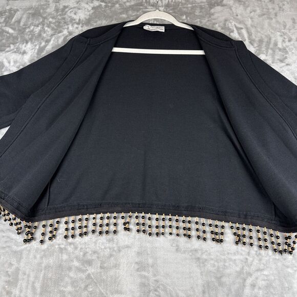 Vintage Judy Myers for Designer Times Cardigan Women's M Black Bead Trim (1068) - Picture 6 of 10